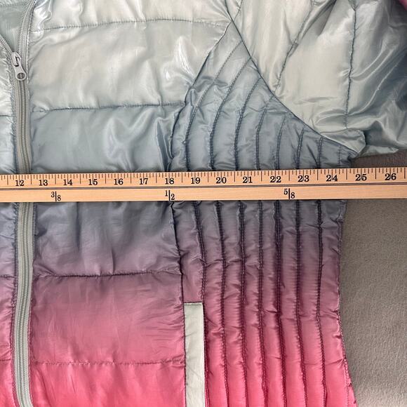 Woman Within Hooded Puffer Jacket Pink Blue Ombre Size Large Plus 18 / 20 - Picture 10 of 10